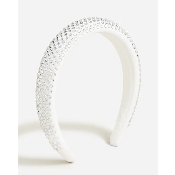 J. Crew Rhinestone Studded Puff Headband - White - Picture 2 of 6